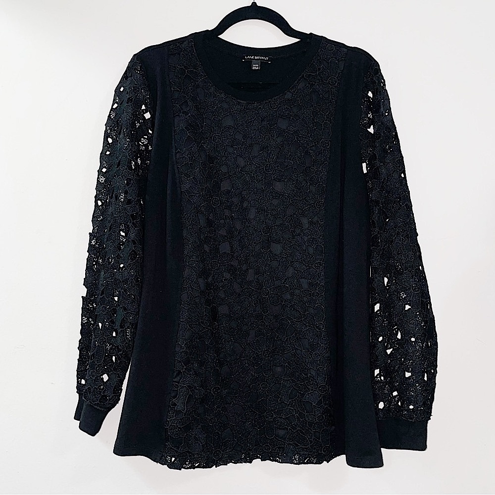 Lane Bryant Lace Floral Embroidered Sweater
